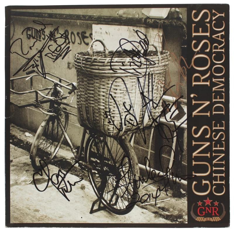 Guns N' Roses (6) Axl Rose +5 Signed Chinese Democracy Album Cover BAS (1 of 6)
