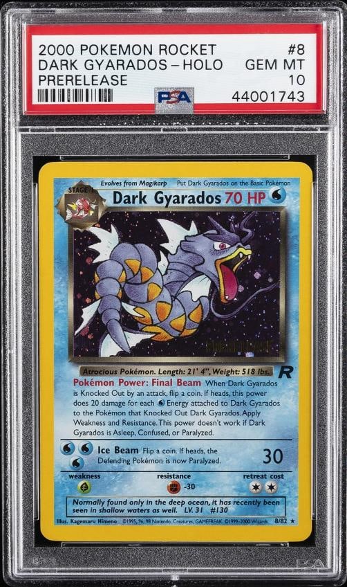 2000 POKEMON ROCKET PRERELEASE #8 DARK GYARADOS-HOLO PSA 10 (1 of 2)