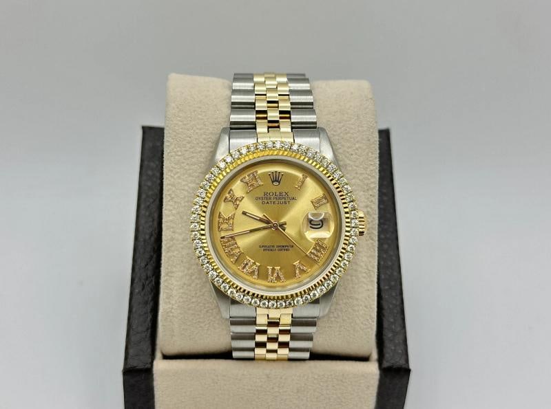 Rolex Datejust 1601 36mm Diamond Bezel Diamond Dial 18K Gold Stainless Steel (1 of 6)