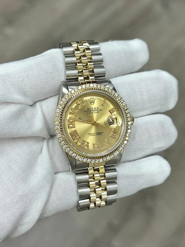 Rolex Datejust 1601 36mm Diamond Bezel Diamond Dial 18K Gold Stainless Steel - 6