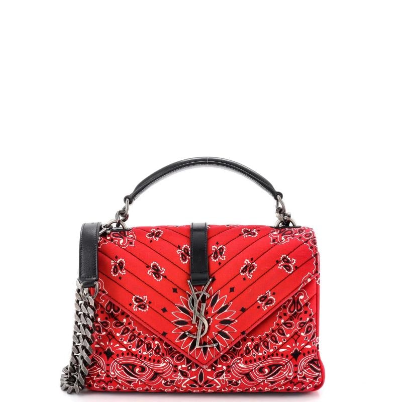 Saint Laurent Classic Monogram College Bag Matelasse Chevron Bandana Canvas (1 of 6)