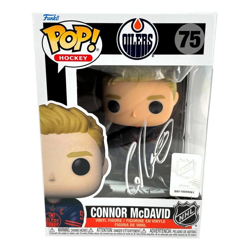 Connor McDavid Autographed Funko Pop #75 Edmonton Oilers JSA COA Signed Hockey: Sport: Hockey-NHL,Player: Connor McDavid,Signed: Yes,Original/Reprint: Original,Autograph Authentication: James Spence Authentication (JSA),Team: Edmonton Oilers,Country of Origin: United States