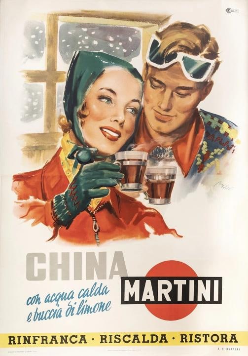 Original Vintage Poster - Rossi M. - China Martini - Quinquina - Skiing - 1950: Condition: Used,Features: Signed,Width (Inches): 54.9,Listed By: Dealer or Reseller,Subject: Liquor,Size: Large (up to 60in.),Height (Inches): 78.3,Date of Creation: 1950-1969,Artist: Rossi