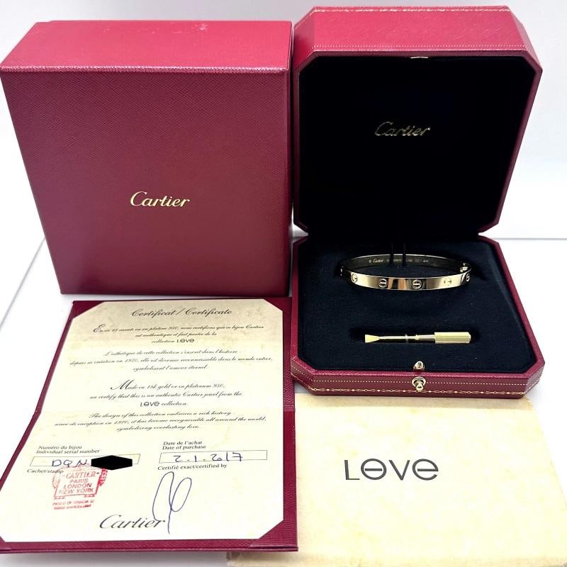 CARTIER LOVE Bracelet 18kt Yellow Gold Full Set Box COA SZ 19 - 10