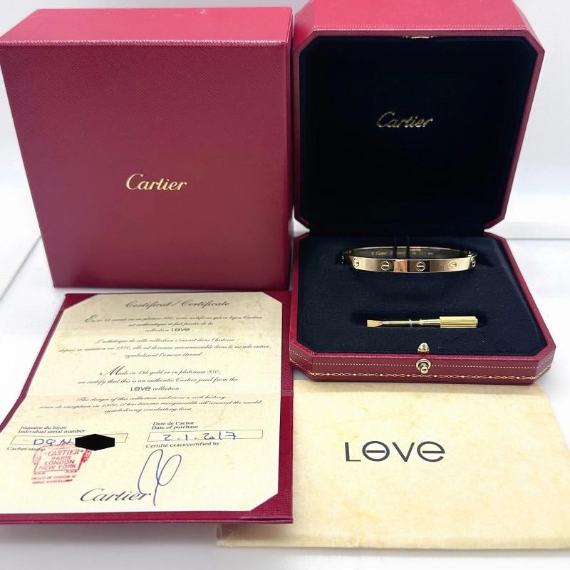 CARTIER LOVE Bracelet 18kt Yellow Gold Full Set Box COA SZ 19 (1 of 11)