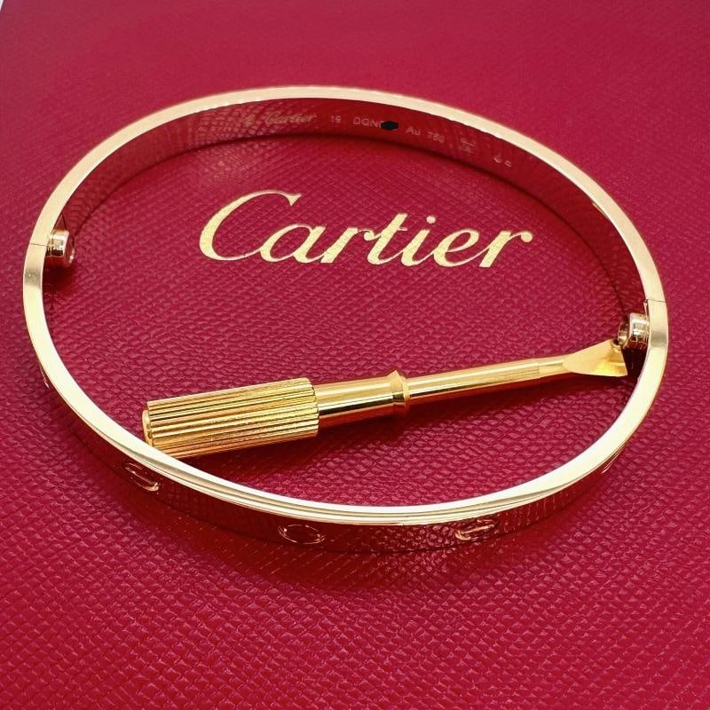 CARTIER LOVE Bracelet 18kt Yellow Gold Full Set Box COA SZ 19 - 2