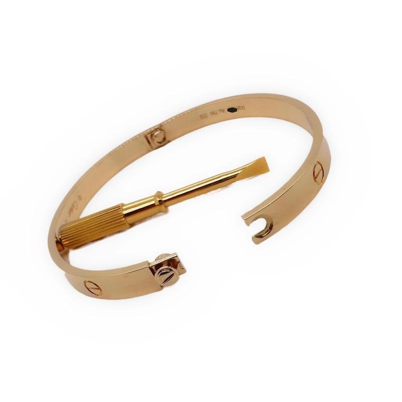 CARTIER LOVE Bracelet 18kt Yellow Gold Full Set Box COA SZ 19 - 6