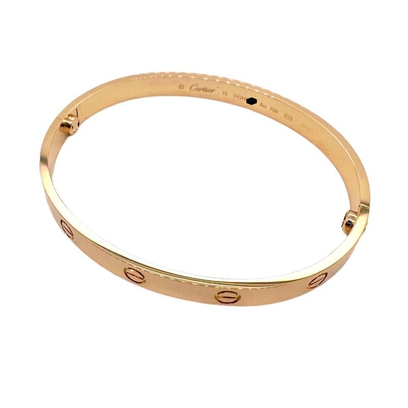 CARTIER LOVE Bracelet 18kt Yellow Gold Full Set Box COA SZ 19 - 9