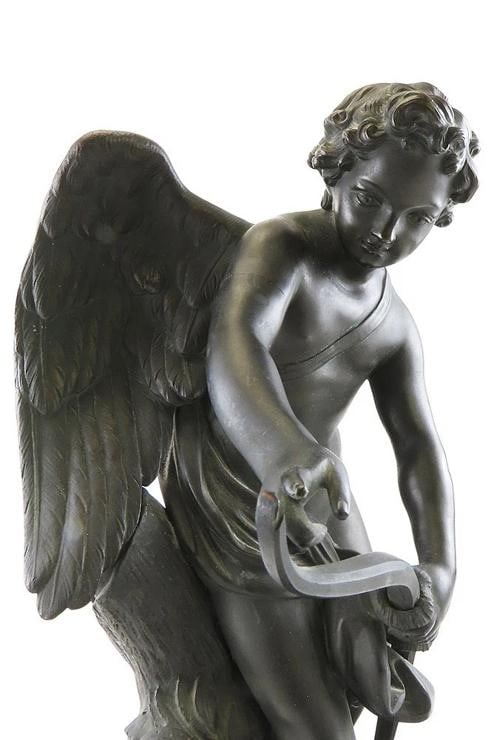 Impressive Mid/Late 1800s French Bronze Statue of Cupid Stringing His Bow - 3