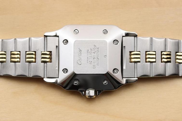 CARTIER SANTOS CARREE 2961 29MM WHITE ROMAN DIAL 18K YELLOW GOLD STEEL WATCH - 12