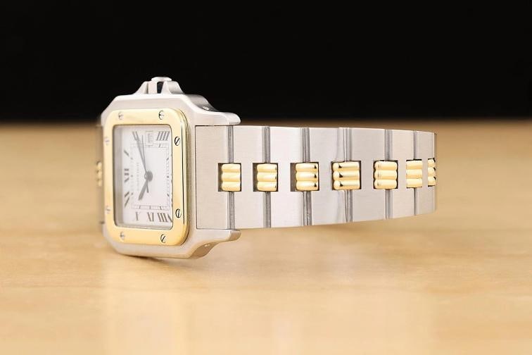 CARTIER SANTOS CARREE 2961 29MM WHITE ROMAN DIAL 18K YELLOW GOLD STEEL WATCH - 4