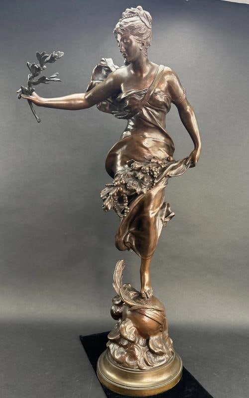 late 1800s French Bronze Statue of a Woman Adrien Gaudez Paix et Abundance: Condition: Used: An item that has been used previously. See the sellerÃ¢â‚¬â„¢s listing for full details and description of any imperfections. ,Material: