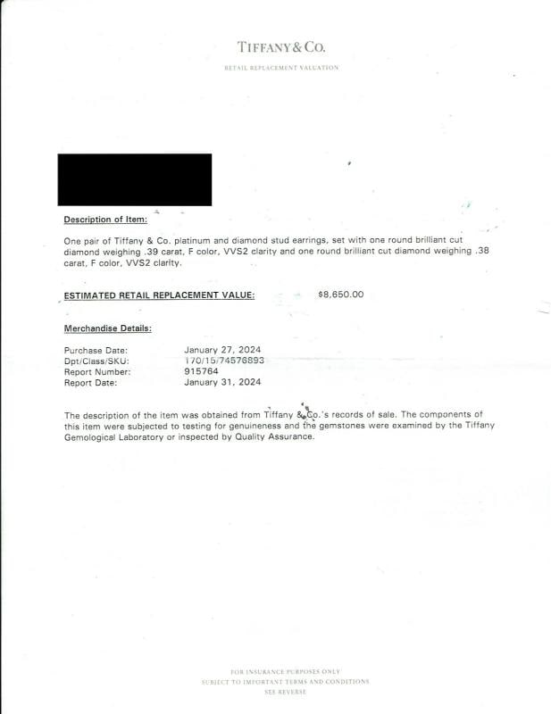Tiffany & Co Platinum Round Diamond Stud Earrings 0.77 tcw F VVS2 Papers Box - 6