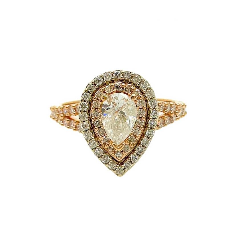 Pear Shape Diamond Double Halo Engagement in 14k White & Rose Gold (1 of 13)