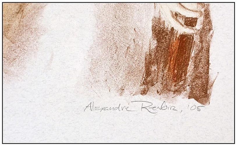 Alexandre Renoir Color Lithograph Les Trois Amis Hand Signed Original Drawing - 4