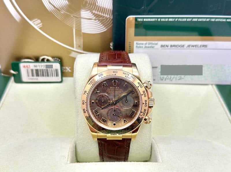 Rolex Daytona Cosmograph 116518 40mm Black MOP Dial 18k Yellow Gold Box Paper - 2