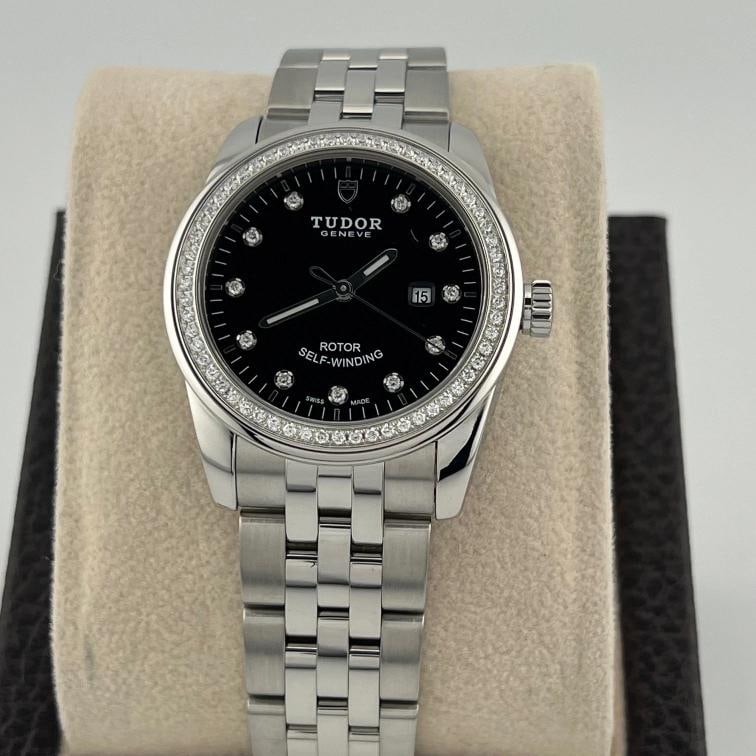 Tudor Glamour Date 53020 31mm Factory Diamond Dial Diamond Bezel Box Papers - 2