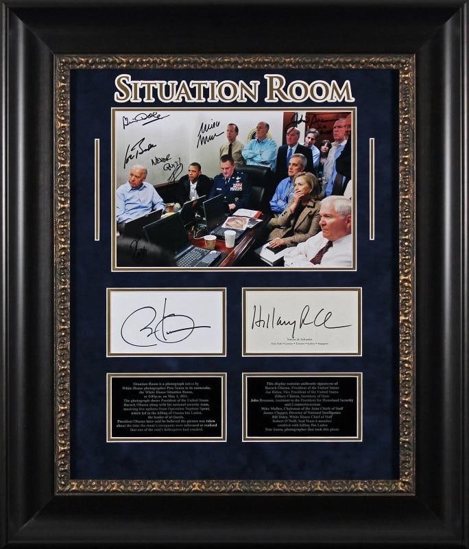 The Situation Room (9) Obama, Biden, Clinton, O'Neil Signed Framed Display BAS (1 of 5)