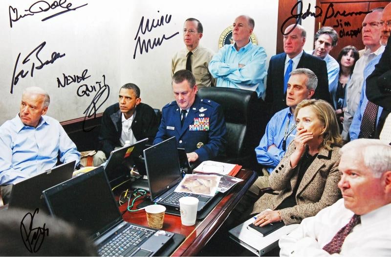 The Situation Room (9) Obama, Biden, Clinton, O'Neil Signed Framed Display BAS - 3