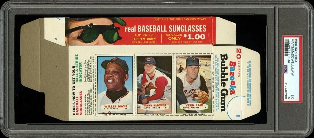 1966 Bazooka Complete Box Willie Mays/Vern Law/Sammy McDowell- PSA Graded 5 EX (1 of 2)