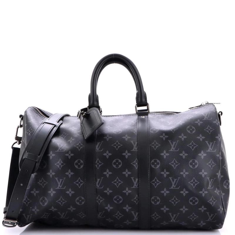 Louis Vuitton Keepall Bandouliere Bag Monogram Eclipse Canvas 45: Condition: Pre-owned - Good,Brand: Louis Vuitton,Exterior Material: Canvas Coated,Style: Duffles,Exterior Color: Black,Department: Women,Size: 45,Accessories: Luggage Tag, With Strap