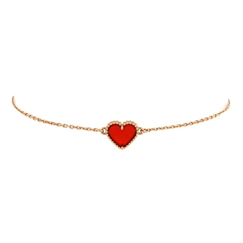Van Cleef & Arpels Sweet Alhambra Heart Bracelet 18K Rose Gold with Carnelian: Condition: Pre-owned - Good,Brand: Van Cleef & Arpels,Main Stone: Carnelian,Metal: 18K Rose Gold,Metal Purity: 18K,Style: Bracelet,Type: Bracelet,Color: Rose Gold,Material: 18K Rose Gold, Carnelian