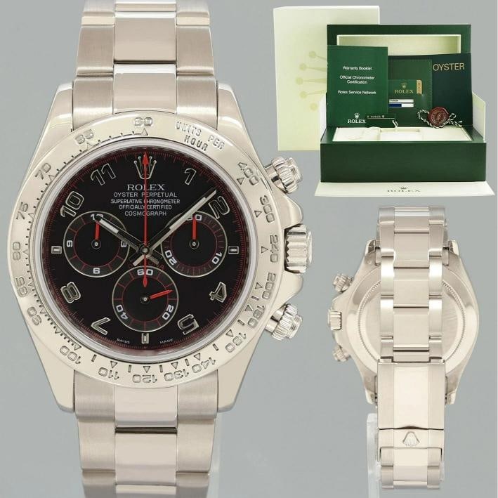 2007 PAPERS Rolex Daytona Black Racing Dial 116509 White Gold 40mm Watch Box: Condition: Pre-owned - Good,Brand: Rolex,Department: Men,Type: Wristwatch,Country of Origin: Switzerland 
