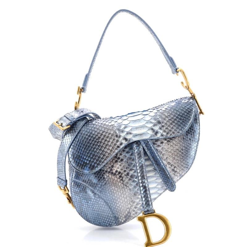 Christian Dior Saddle Handbag Python Medium: Condition: Pre-owned - Good,Brand: Christian Dior,Exterior Material: Python, Exotic,Style: Shoulder Bags,Exterior Color: Blue,Department: Women,Size: Medium Estimated Retail Price: $8,500 Condition: