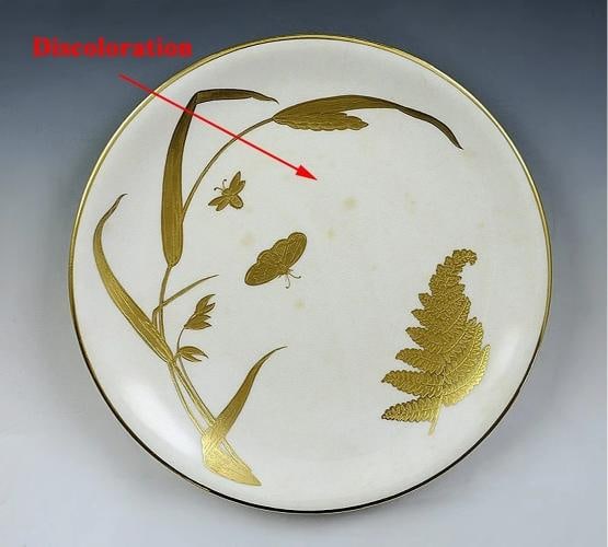 11 English Mintons 1878 Gilt Porcelain Butterfly and Fern Plates - 4