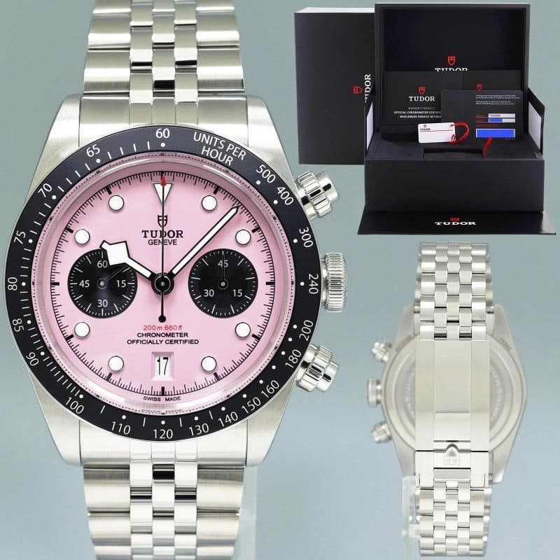 2025 NEW PAPERS Tudor Heritage Pink Chrono Jubilee Steel Black Bay Watch 79360N: Condition: New with box and papers: This item is brand new and has never been worn. It still has the original packaging. ,Brand: TUDOR,Department: Men,Type: Wristwatch,Country of Origin: Switzerland 