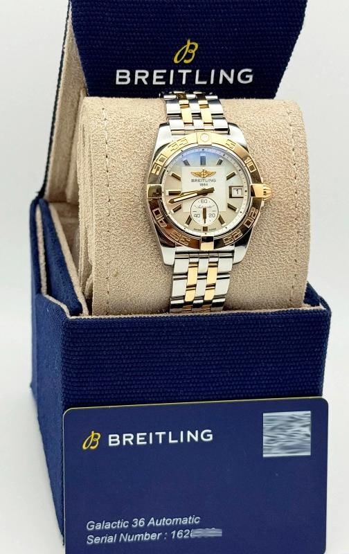 Breitling Galactic 36 C37330/A724 Mother of Pearl Dial 18k Rose Gold Steel Paper - 3