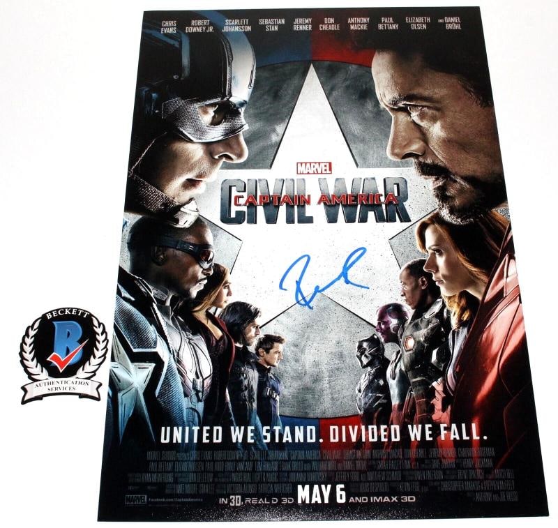 ROBERT DOWNEY JR SIGNED MARVEL IRON MAN 'CIVIL WAR' MOVIE POSTER BECKETT BAS COA (1 of 3)