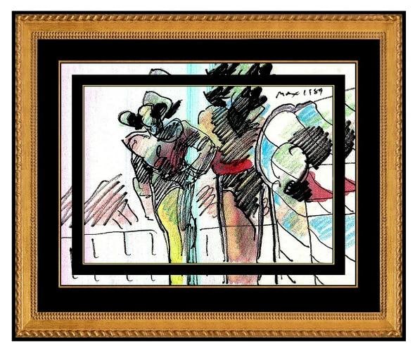 PETER MAX all Original PAINTING POP ART PROFILES Watercolor SIGNED Pop Art Rare (1 of 5)