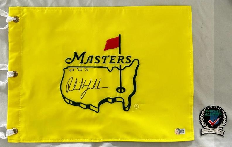 Phil Mickelson Signed Masters Flag Years Won Inscription Beckett BAS COA (1 of 1)