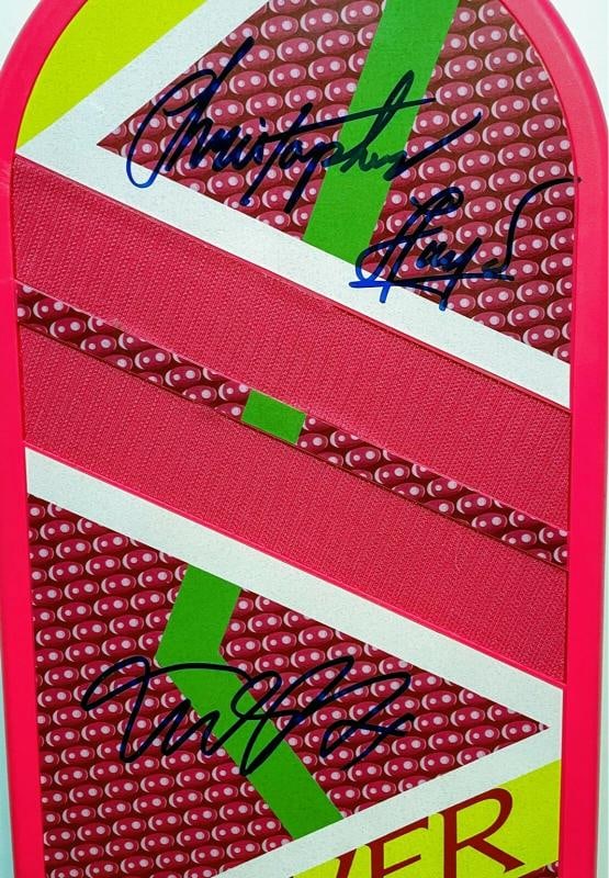 MICHAEL J FOX CHRISTOPHER LLOYD Signed Autograph Hoverboard BTTF BAS - 2