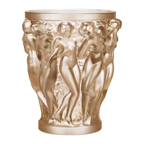 LALIQUE CRYSTAL BACCHANTES SMALL VASE GOLD LUSTER #10547600 BRAND NIB (1 of 1)