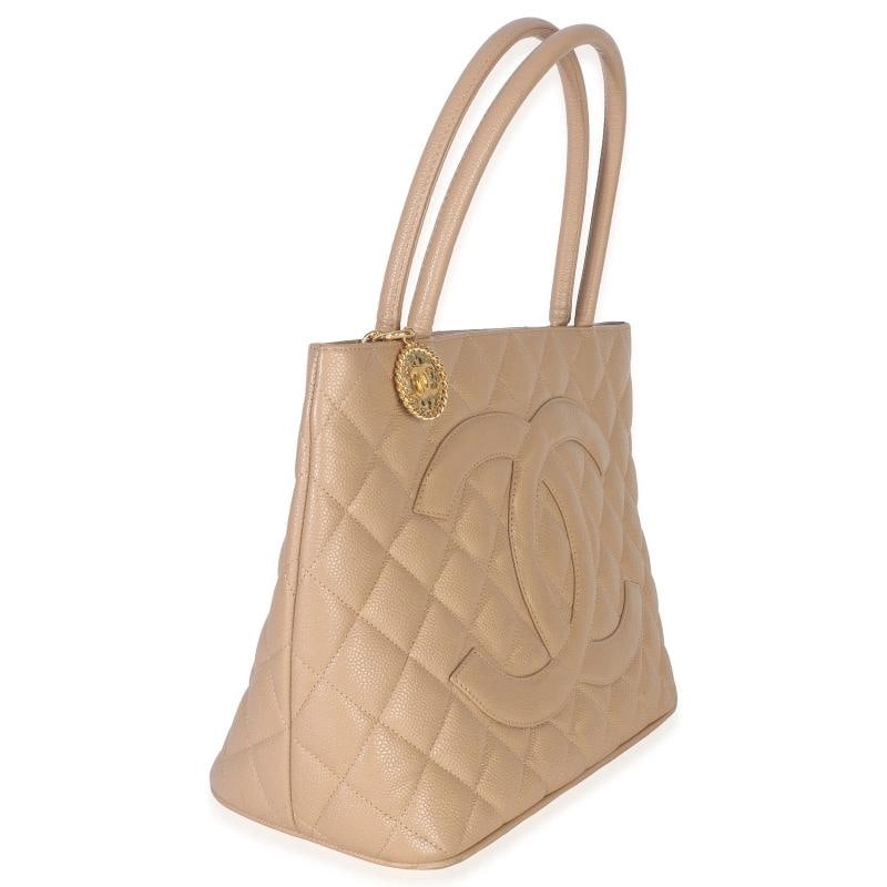 Chanel Beige Quilted Caviar Medallion Tote - 2