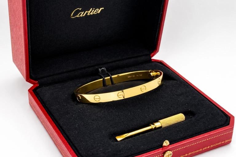 Cartier LOVE 18k Yellow Gold Bracelet Bangle Service Paper Box Size 20 - 4