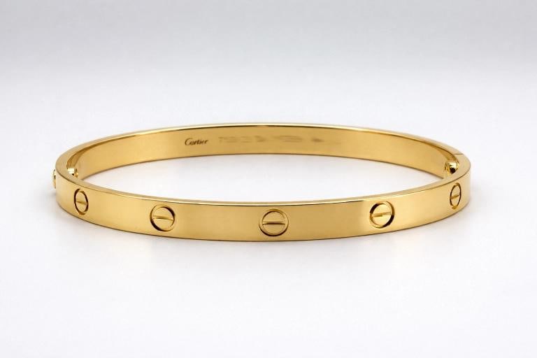 Cartier LOVE 18k Yellow Gold Bracelet Bangle Service Paper Box Size 20 - 7