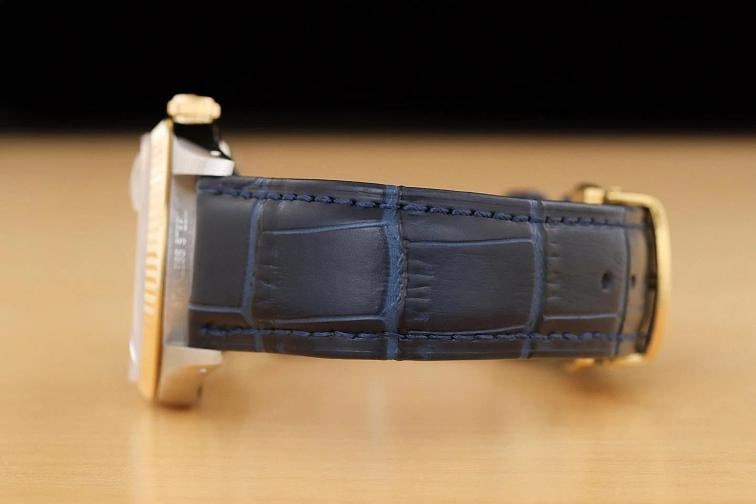 ROLEX MENS DATEJUST 16233 BLACK 18K GOLD STAINLESS STEEL BLUE LEATHER BAND WATCH - 5