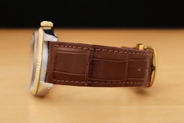 ROLEX DATEJUST 16013 18K GOLD STEEL RED VIGNETTE DIAMOND WATCH w/ LEATHER BAND - 5