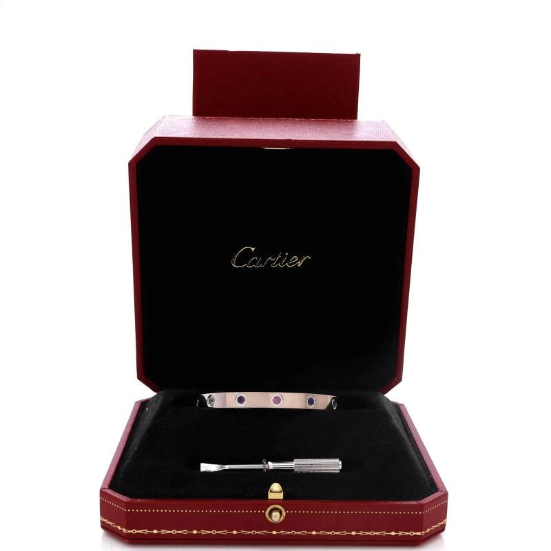 Cartier Love 10 Stone Bracelet 18K White Gold with Aquamarine, Sapphire, Spinel - 2