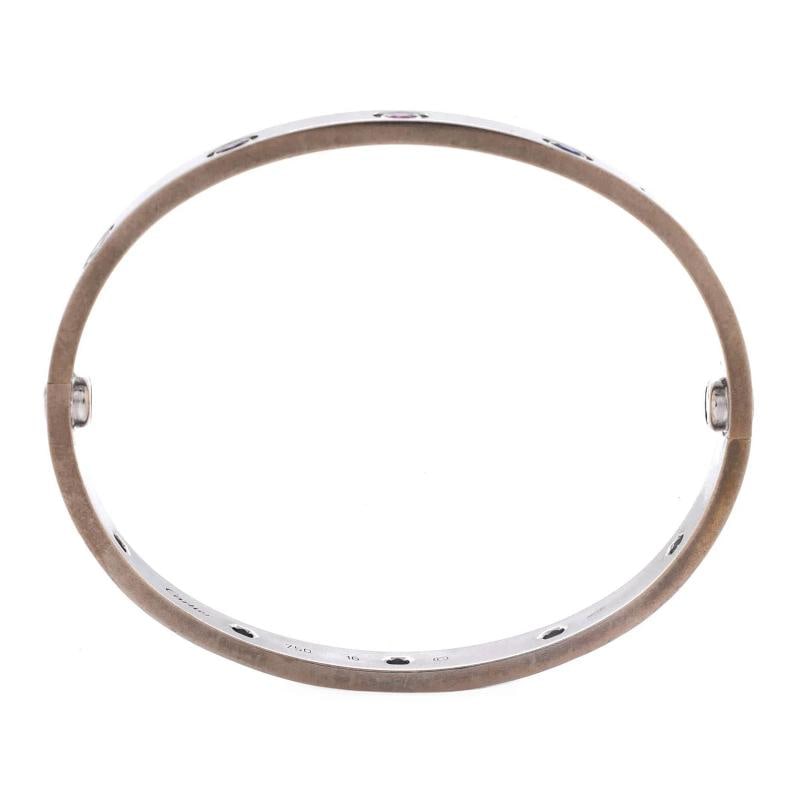 Cartier Love 10 Stone Bracelet 18K White Gold with Aquamarine, Sapphire, Spinel - 3