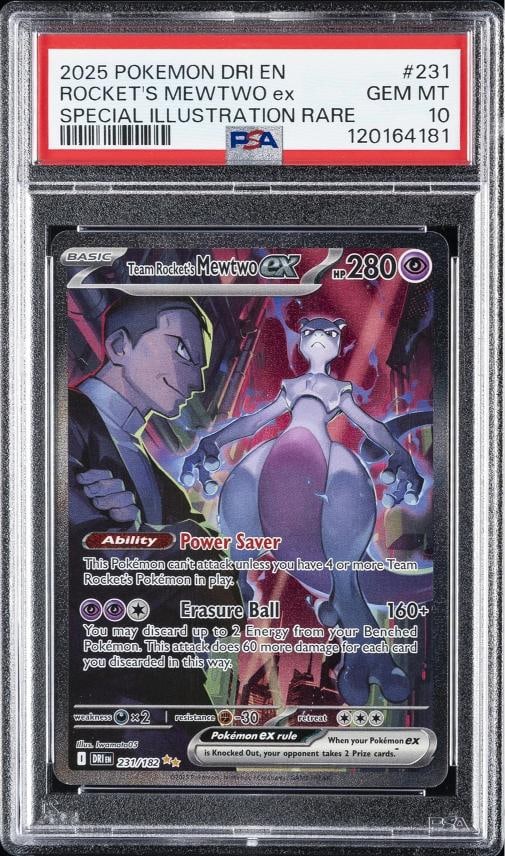 2025 POKEMON DRI EN-DESTINED RIVALS #231 TEAM ROCKET'S MEWTWO EX PSA 10 (1 of 2)