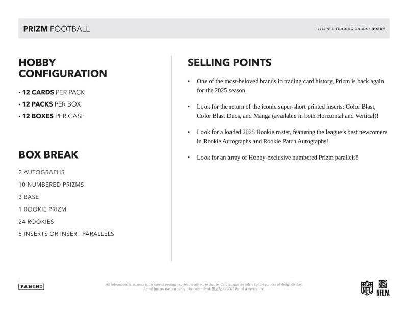 2025 Panini Prizm Football 1st Off The Line FOTL Hobby Box - 8