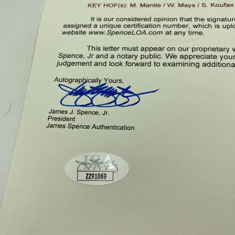 Mickey Mantle Willie Mays Sandy Koufax Hall Of Fame Multi Signed Baseball JSA - 10