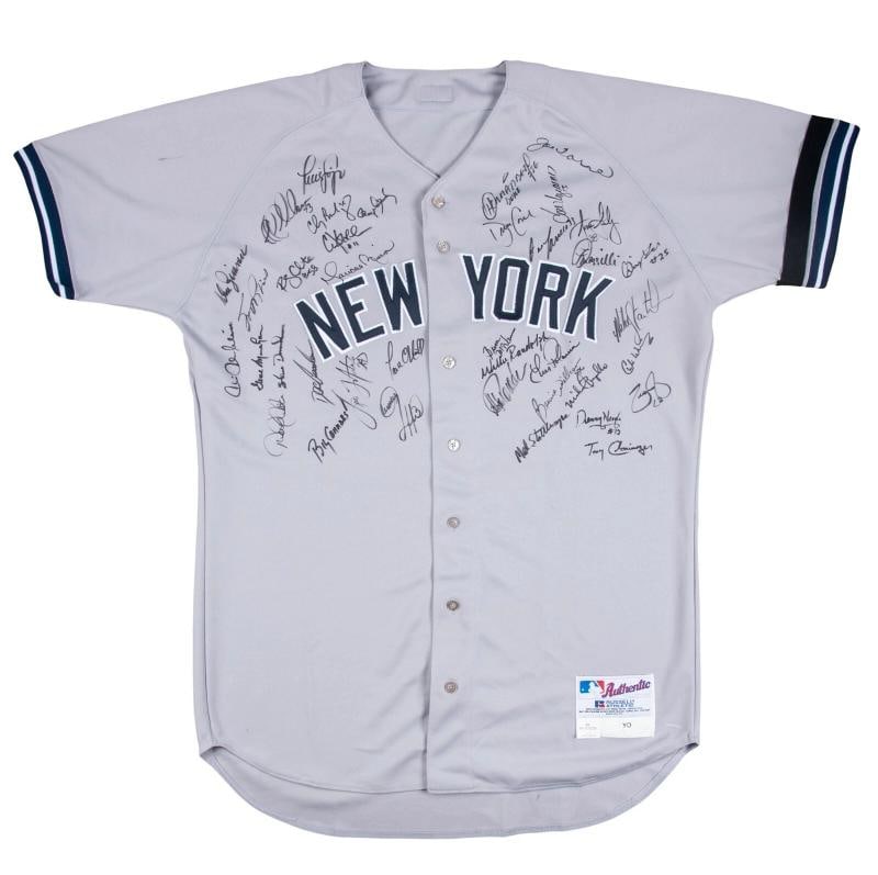 2000 Yankees Team Signed Game Used Jersey Derek Jeter Mariano Rivera Beckett COA (1 of 10)