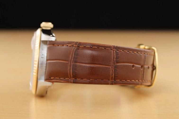 ROLEX MENS DATEJUST 16233 AQUA BLUE DIAL 18K GOLD STEEL WATCH w/ LEATHER BAND - 5