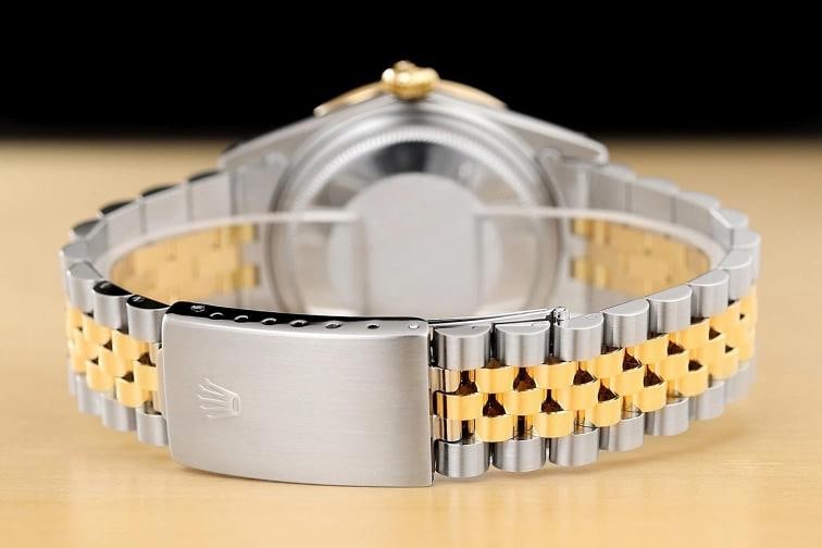 ROLEX DATEJUST 16233 GRAY FACTORY DIAMOND 18K YELLOW GOLD STEEL TWO TONE WATCH - 6