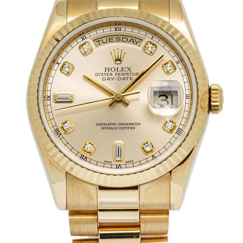 Rolex Day-Date 118238 18k YG President Silver Diamond Dial with Paper Unisex36mm - 2